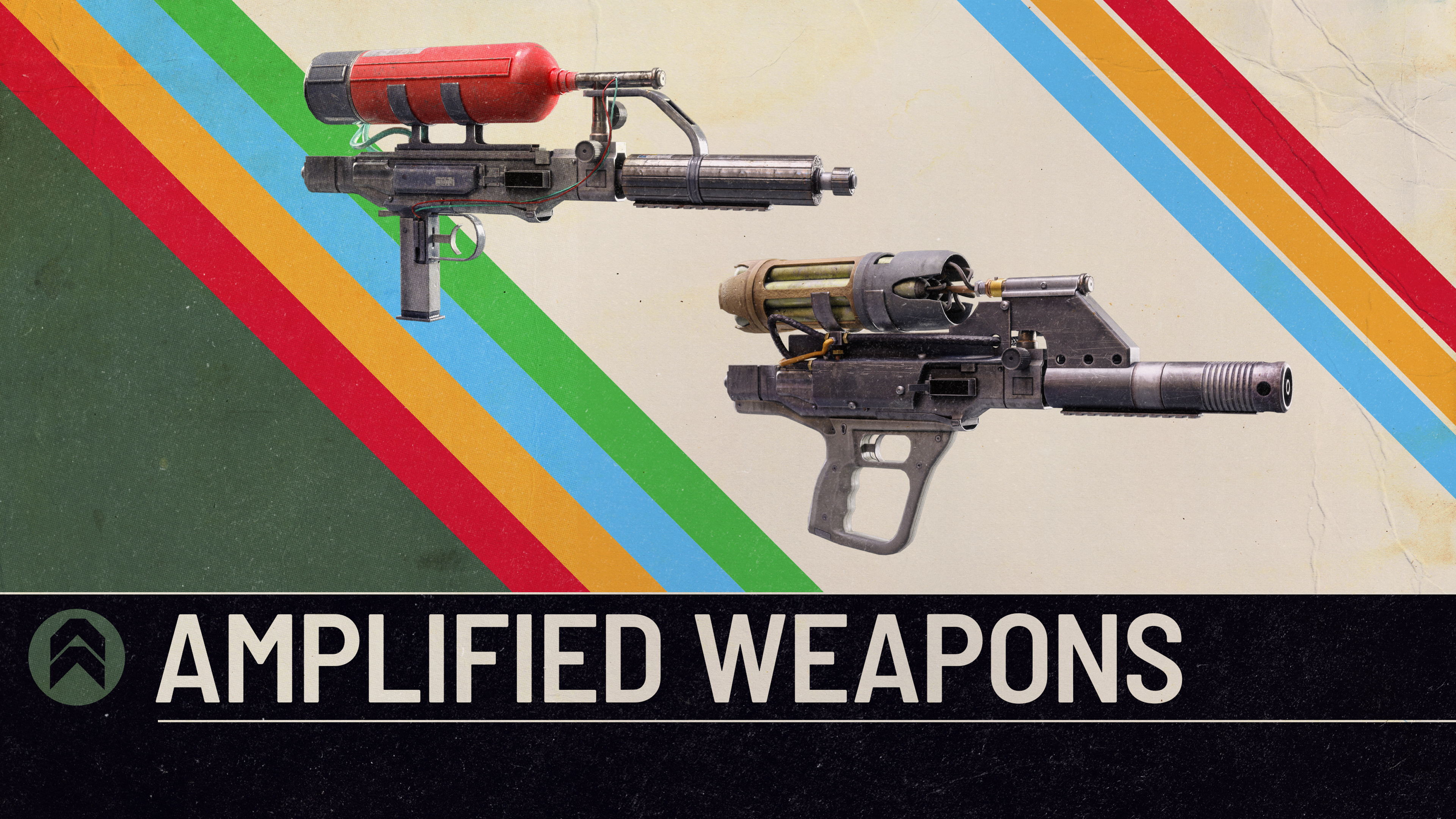 Amplified weapons banner with a rifle in profile