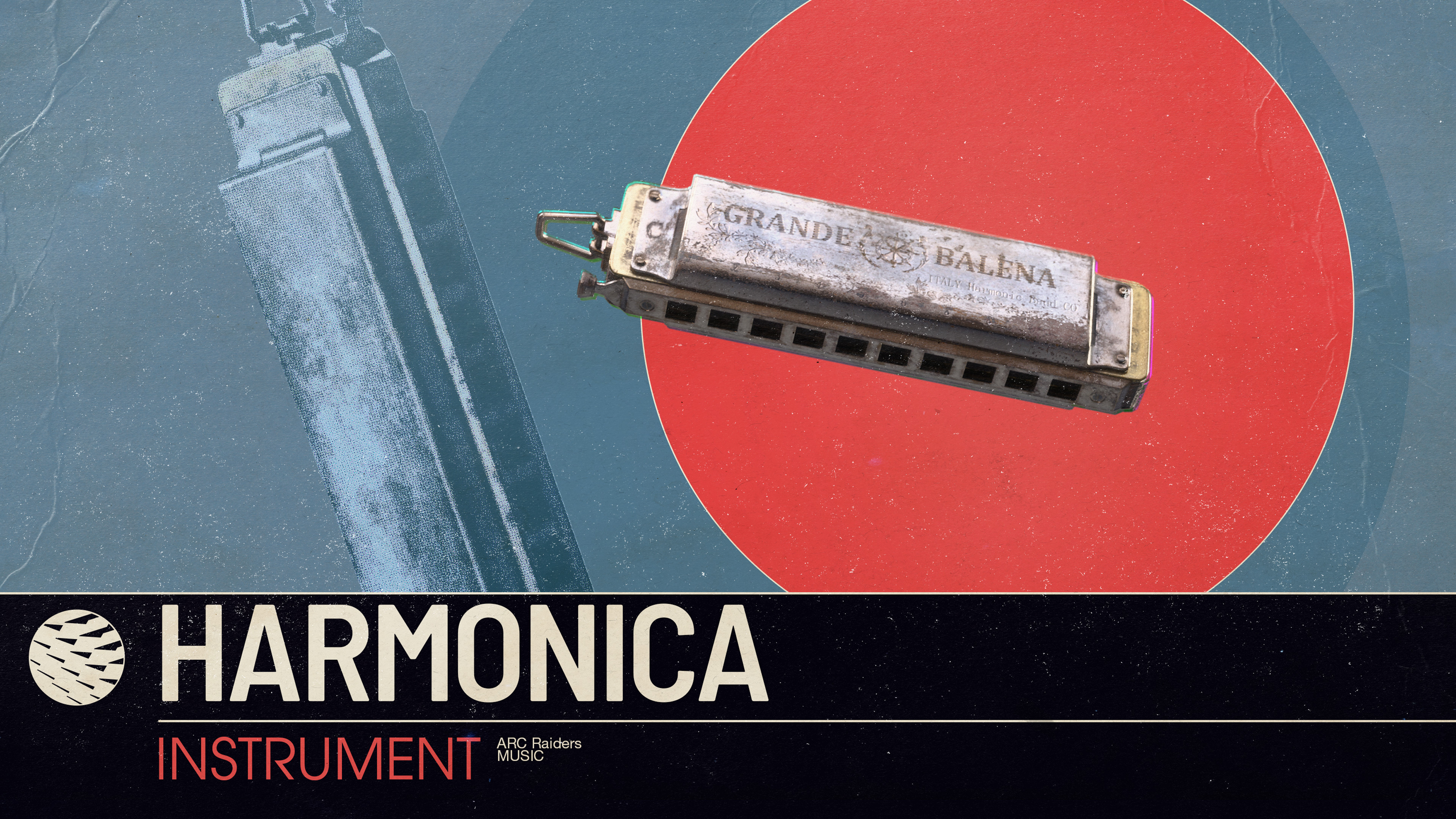 Harmonica instrument shown on a dark plate