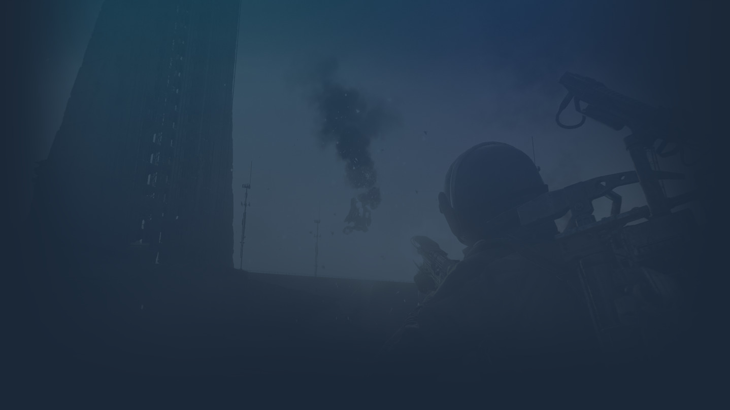 Low-contrast foggy backdrop with a distant mech